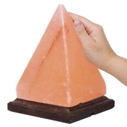 Pyramid Salt Lamp – Timber Base (12V-12W)